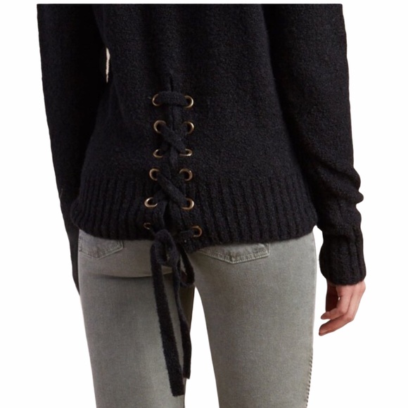 new Lovers + Friends ❤︎ Lovely Lines Knit Back Lace Up Sweater ❤︎ Night Black ❤︎ - Picture 15 of 16